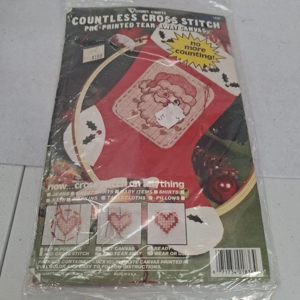 Vogart Crafts Waste Canvas Santa Claus Cross Stitch Tear-Away 7.5x10.5 1836 NEW